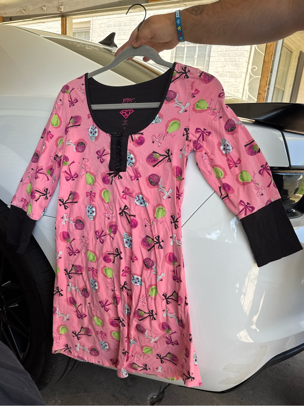 Betsey Johnson candy sugar skull nightgown Size Small